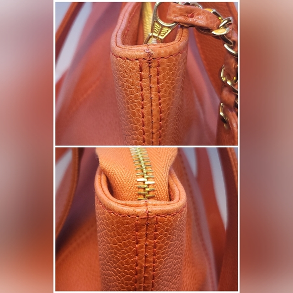 Chanel Orange Caviar Leather Tote Bag Serial No. 4678007 - Picture 7 of 16